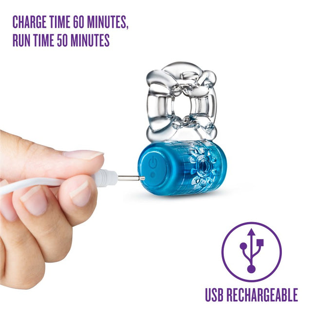 Blush - Play With Me Pleaser Rechargeable C-Ring (Blue Rechargeable Cock Ring)