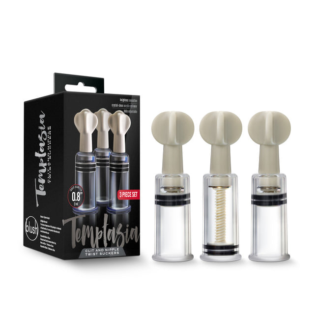 Temptasia Clit & Nipple Clear Twist Suckers- Set of 3