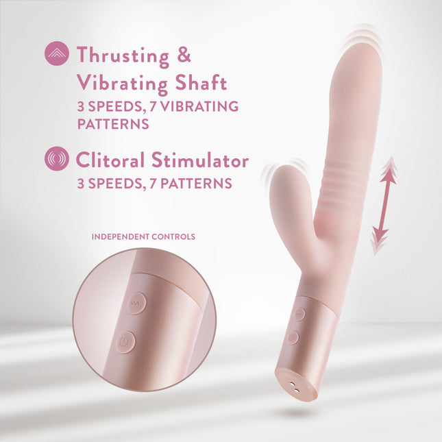 Blush Fraya -Pink 24.1 cm USB Rechargeable Thrusting Rabbit Vibrator
