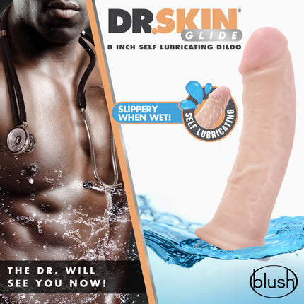 Dr. Skin Glide 8 Inch Self Lubricating Dildo - Flesh