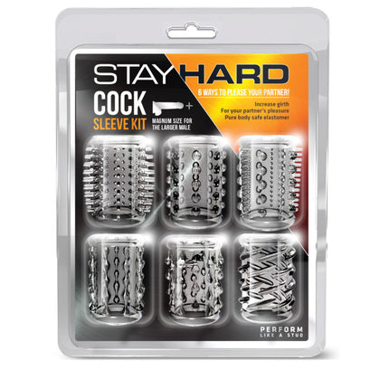 Stay Hard Cock Sleeve Kit - Clear 6 Pack