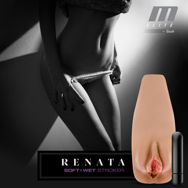 M Elite Soft and Wet - Renata Tan Vibrating Vagina Stroker