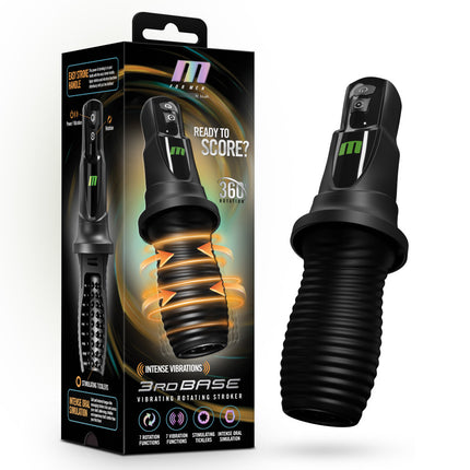 M For Men 3rd Base - Black Vibrating & Rotating Auto Stroker