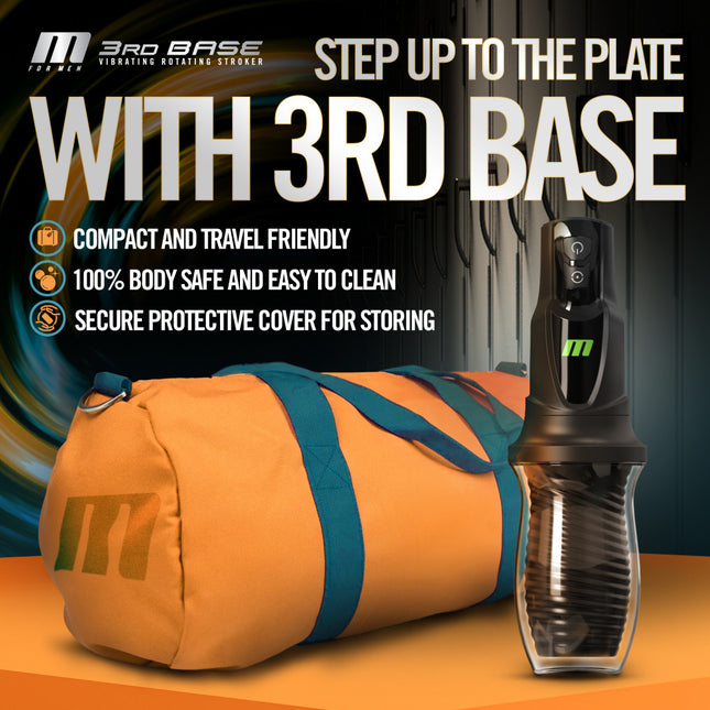 M For Men 3rd Base - Black Vibrating & Rotating Auto Stroker