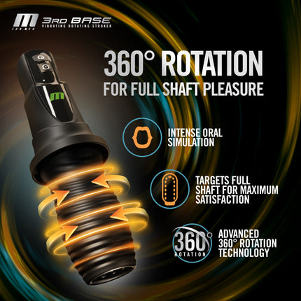 M For Men 3rd Base - Black Vibrating & Rotating Auto Stroker