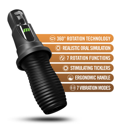 M For Men 3rd Base - Black Vibrating & Rotating Auto Stroker