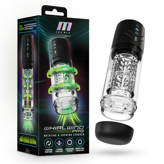 M For Men Whirlwind Pro - Clear Rotating & Sucking Auto Stroker