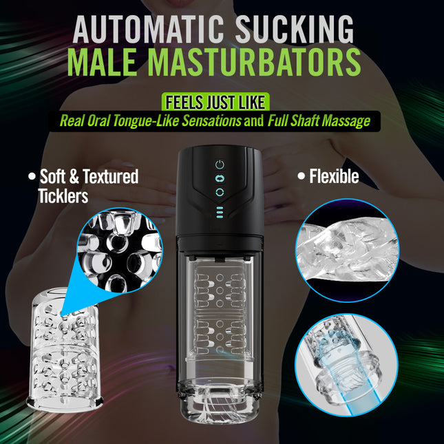 M For Men Whirlwind Pro - Clear Rotating & Sucking Auto Stroker