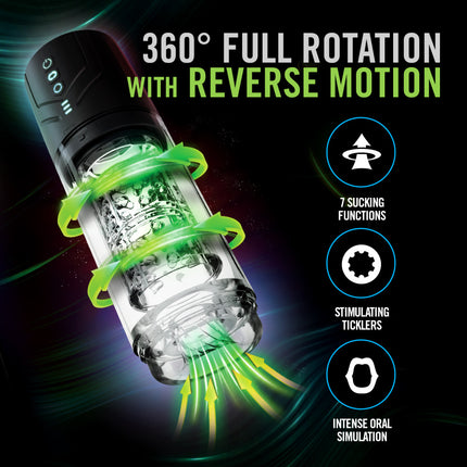 M For Men Whirlwind Pro - Clear Rotating & Sucking Auto Stroker