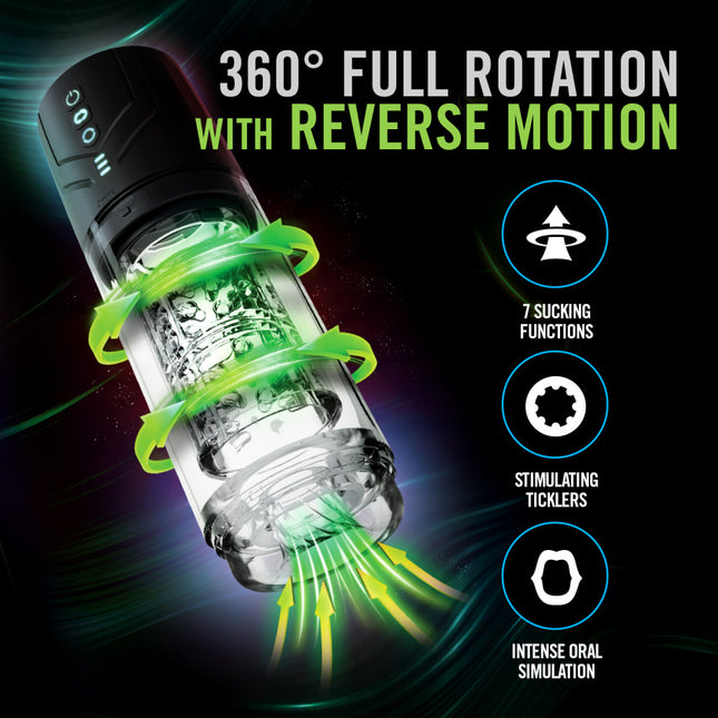 M For Men Whirlwind Pro - Clear Rotating & Sucking Auto Stroker