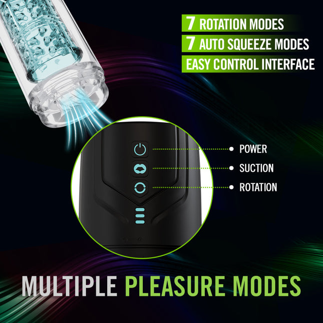 M For Men Whirlwind Pro - Clear Rotating & Sucking Auto Stroker