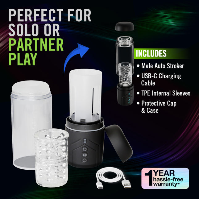 M For Men Whirlwind Pro - Clear Rotating & Sucking Auto Stroker