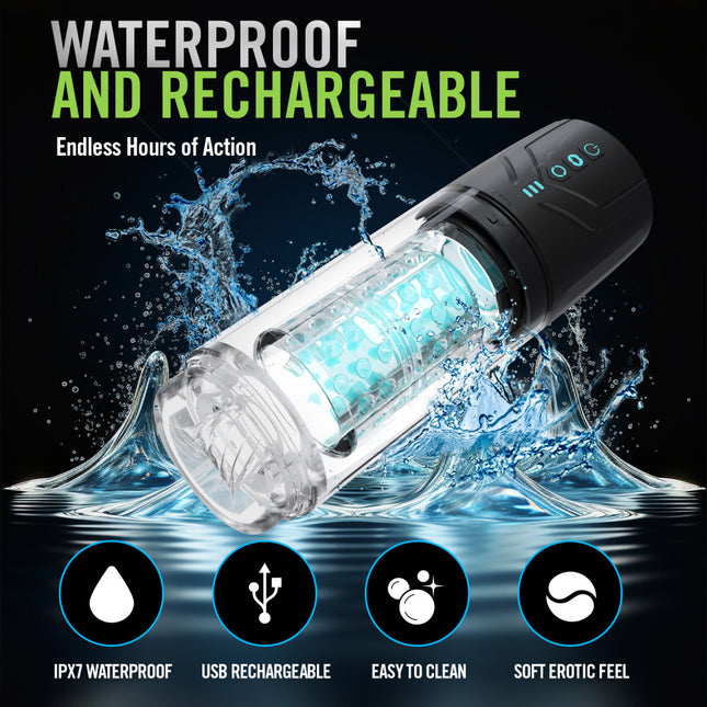 M For Men Whirlwind Pro - Clear Rotating & Sucking Auto Stroker