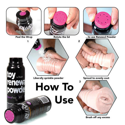 How to use directions for Blush Toy Renewal Powder