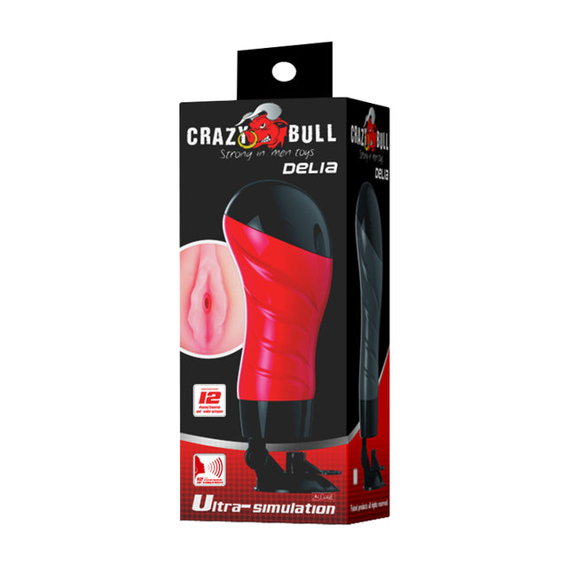 CRAZY BULL DELIA Flesh Vibrating Vagina Stroker with Suction Base