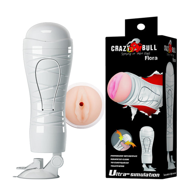CRAZY BULL Flora Flesh Squeezable Vagina Stroker with Suction Base