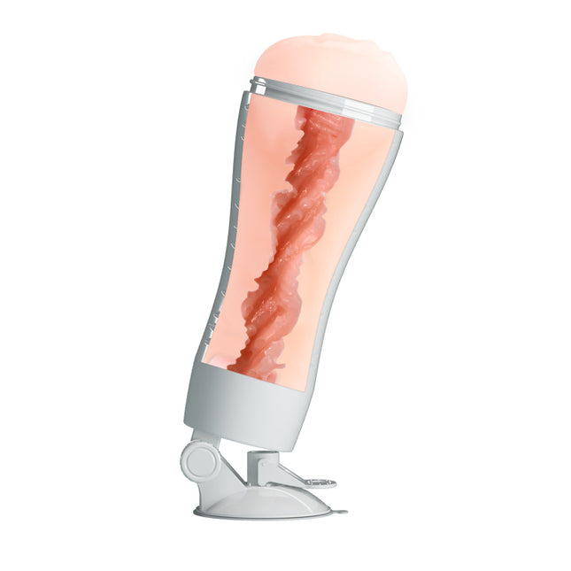 CRAZY BULL FLORA Flesh Vibrating Squeezeable Vagina Stroker with Suction Base