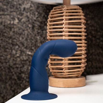 Maia MARIN 8 Inch Posable Suction Cup Blue Dildo Curved 90 Degrees
