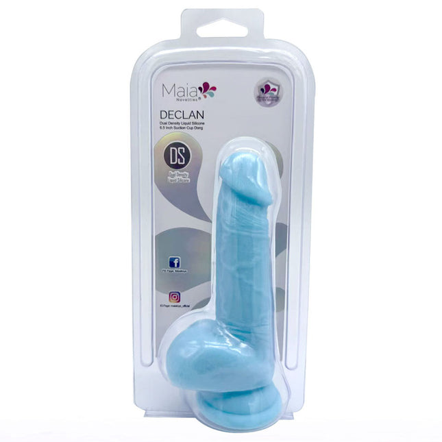 Maia DECLAN - Blue 6.5 Inch Dual Density Liquid Silicone Dildo
