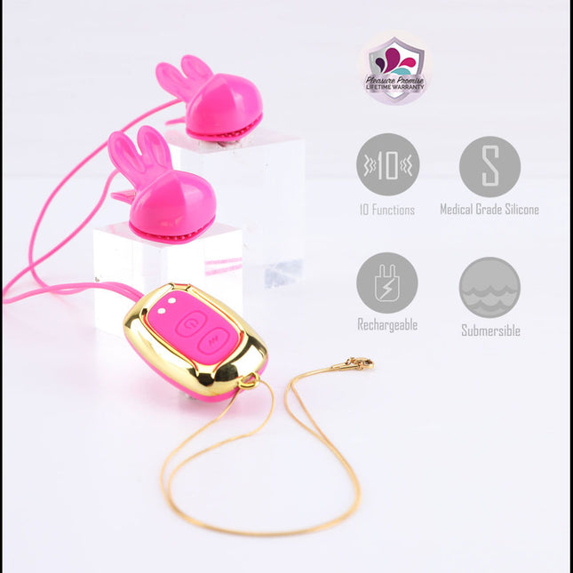 Maia MOLLI Pink Vibrating Nipple Clamps & Necklace