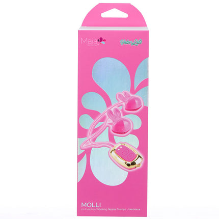 Maia MOLLI Pink Vibrating Nipple Clamps & Necklace