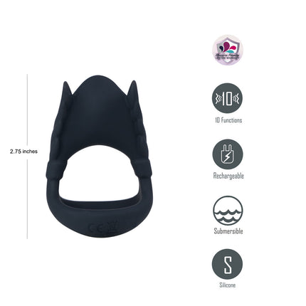 Maia ROCKY Black Vibrating Cock & Balls Ring