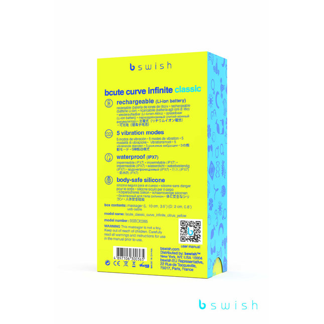 Bcute Curve Infinite Classic - Citrus Yellow 10cm USB Rechargeable Vibrator