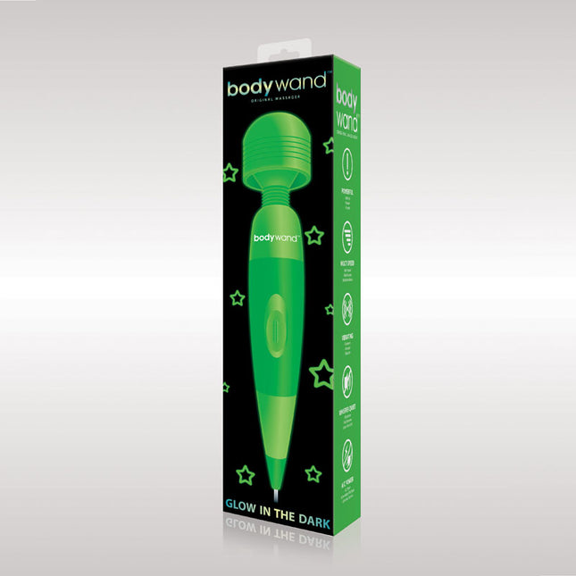 Bodywand Glow-in-the-Dark Original Mains Powered Vibrator packaging with a white background