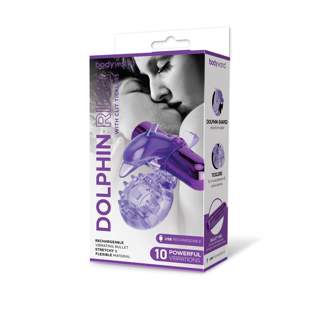 Bodywand Rechargeable Dolphin Cock Ring with Clit Ticklers