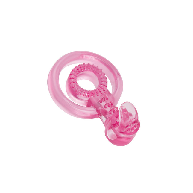 Bodywand Rechargeable Duo Ring with Clit Tickler - Pink Vibrating Cock Ring