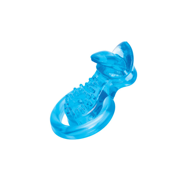 Bodywand Rechargeable Duo Ring with Clit Tickler - Blue Vibrating Cock Ring