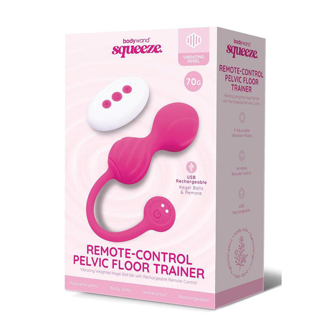 Bodywand Squeeze Remote-Control Pelvic Floor Trainer - Pink USB Rechargeable Weighted Kegel Balls