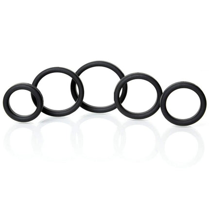 Boneyard Silicone Cock Rings 5 Piece Kit - Black