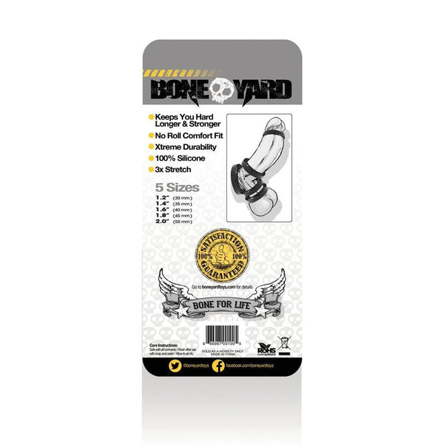 Boneyard Silicone Cock Rings 5 Piece Kit - Black