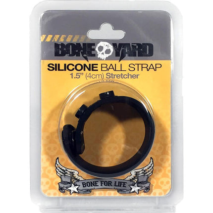 Boneyard Silicone Ball Strap Black 3-Snap 4cm Adjustable Ball Stretcher Ring
