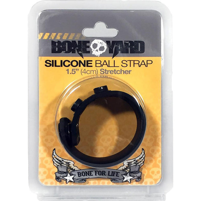 Boneyard Silicone Ball Strap Black 3-Snap 4cm Adjustable Ball Stretcher Ring