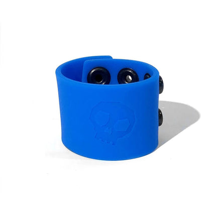 Boneyard Silicone Blue 3-Snap 4 cm Adjustable Ball Stretcher Ring on a white background