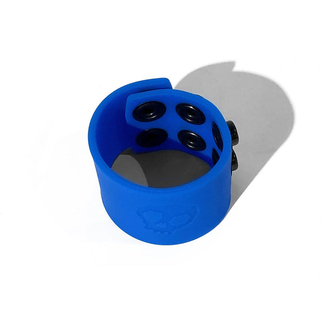 Boneyard Silicone Blue 3-Snap 4 cm Adjustable Ball Stretcher Ring close up view on a white background