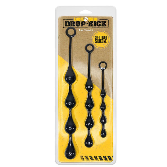 Boneyard Drop-Kick Ass Trainers - Black Anal Beads (Set of 3)