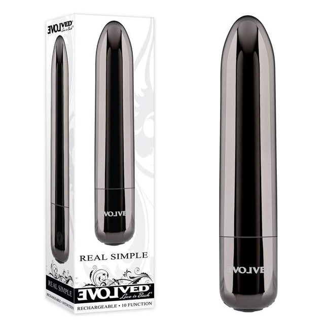 Black Evolved REAL SIMPLE Bullet Vibrator 10cm with Case.