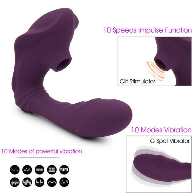 Black Luxury G Spot & Clitoris Suction Vibrator 10 Speed  Function