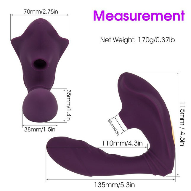 Luxury G Spot & Clitoris Suction Vibrator Size Chart