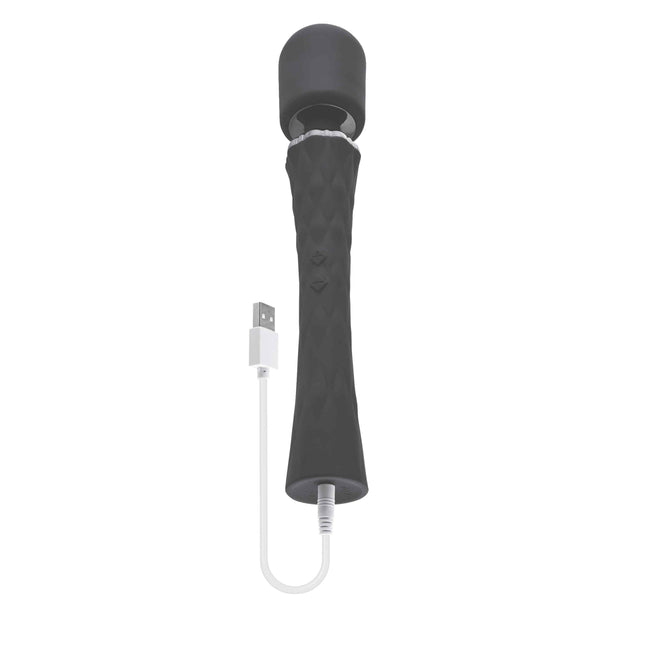 Black Playboy Pleasure Royal Massage WandVibrator with USB Rechargeable Cable