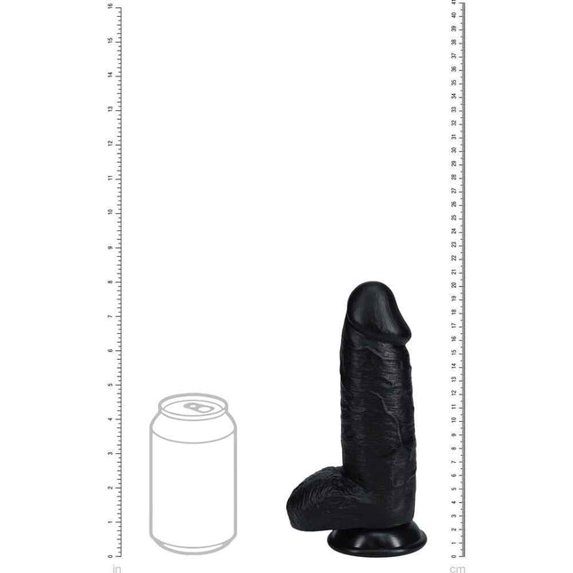 Black REALROCK 8 Inch Extra Thick Dildo with Balls Size Chart