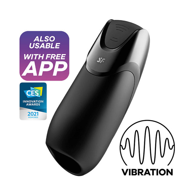 Black Satisfyer Men Vibration Plus Masturbator with App Control