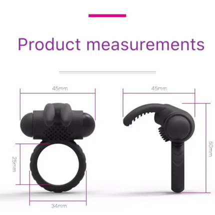 Black Tongue Vibrating Rabbit Cock Ring Size Chart