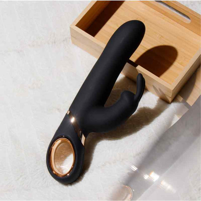 Black Lush Victoria Rabbit Vibrator fits in draw