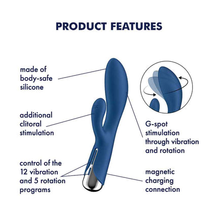 Blue Satisfyer Spinning Rabbit Vibrator Product Features