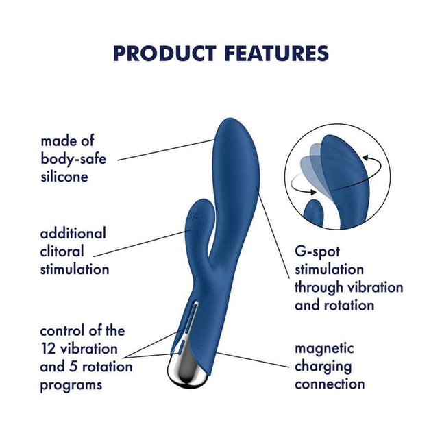 Blue Satisfyer Spinning Rabbit Vibrator Product Features