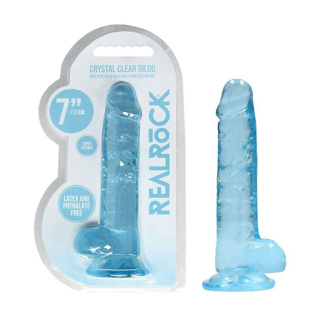 Blue REALROCK 7 Inch Realistic Dildo With Balls Box